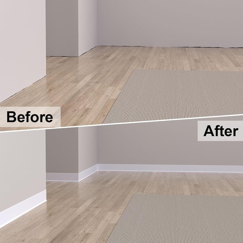 Risunpet Peel and Stick Baseboard Trim, 4 Inch Rubber Baseboard Vinyl Wall Base, Flexible Baseboard Molding Trim, Adhesive Baseboard Trim Rubber Cove Base(20Ft, White) - Image 5